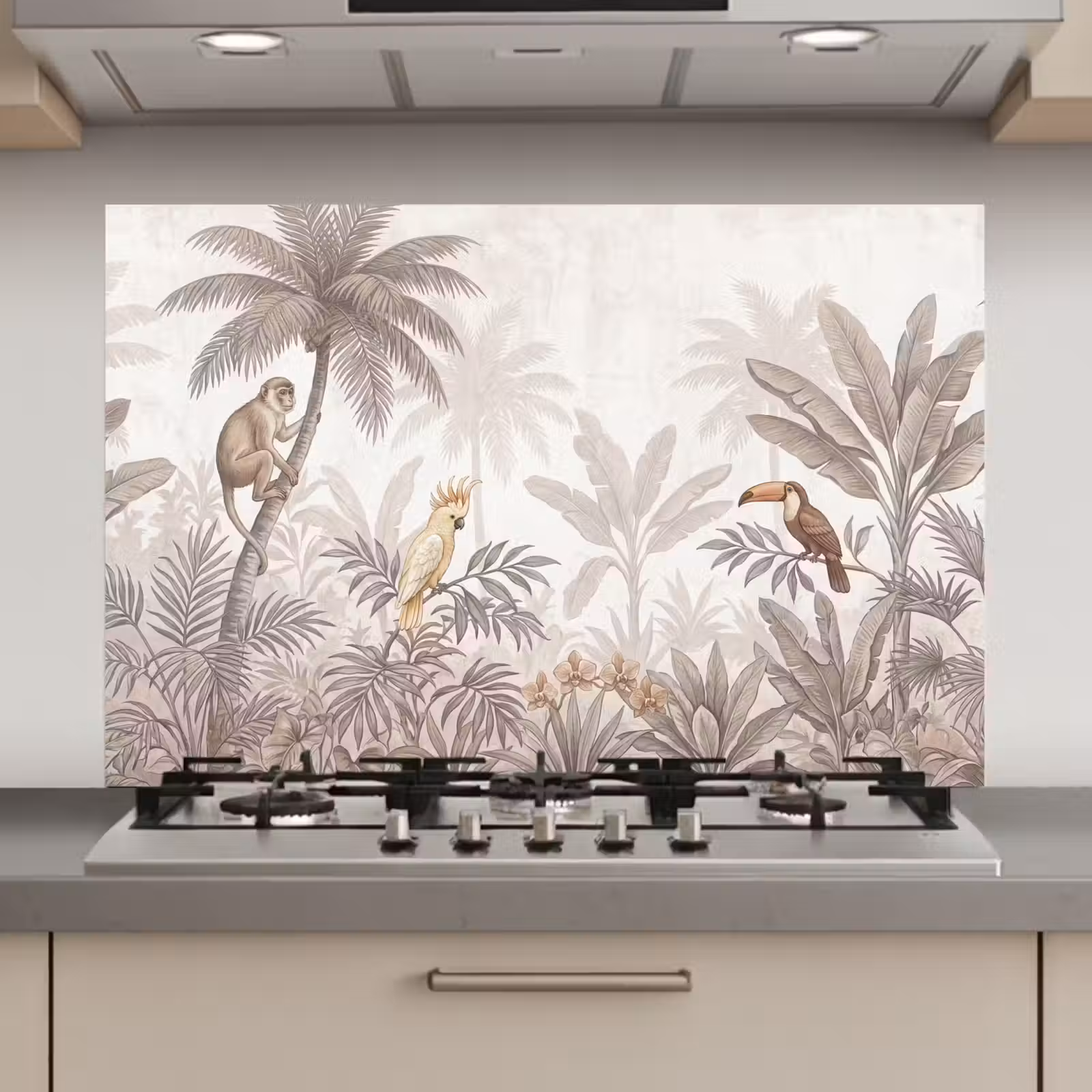 Spatscherm keuken - Jungle - Dieren - Palmbomen — 1