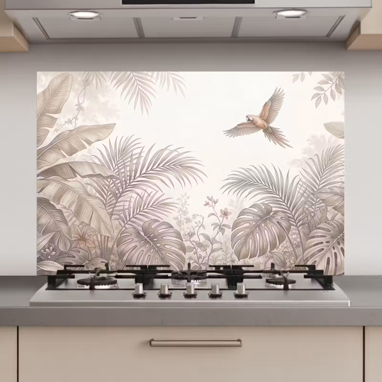 Spatscherm keuken - Papagaai - Jungle - Tropisch — 1