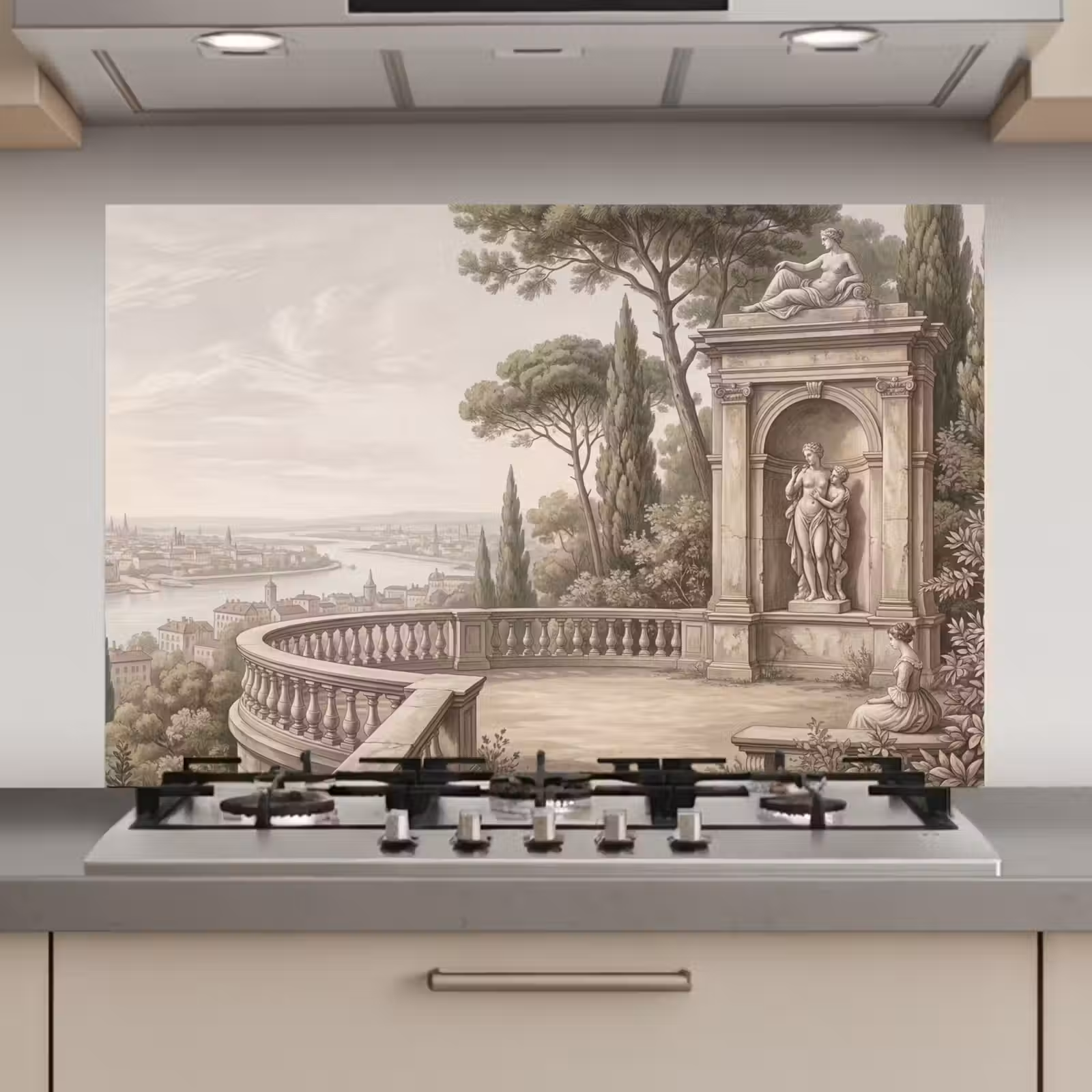 Spatscherm keuken - Terras - Stad - Uitzicht - Rivier — 1