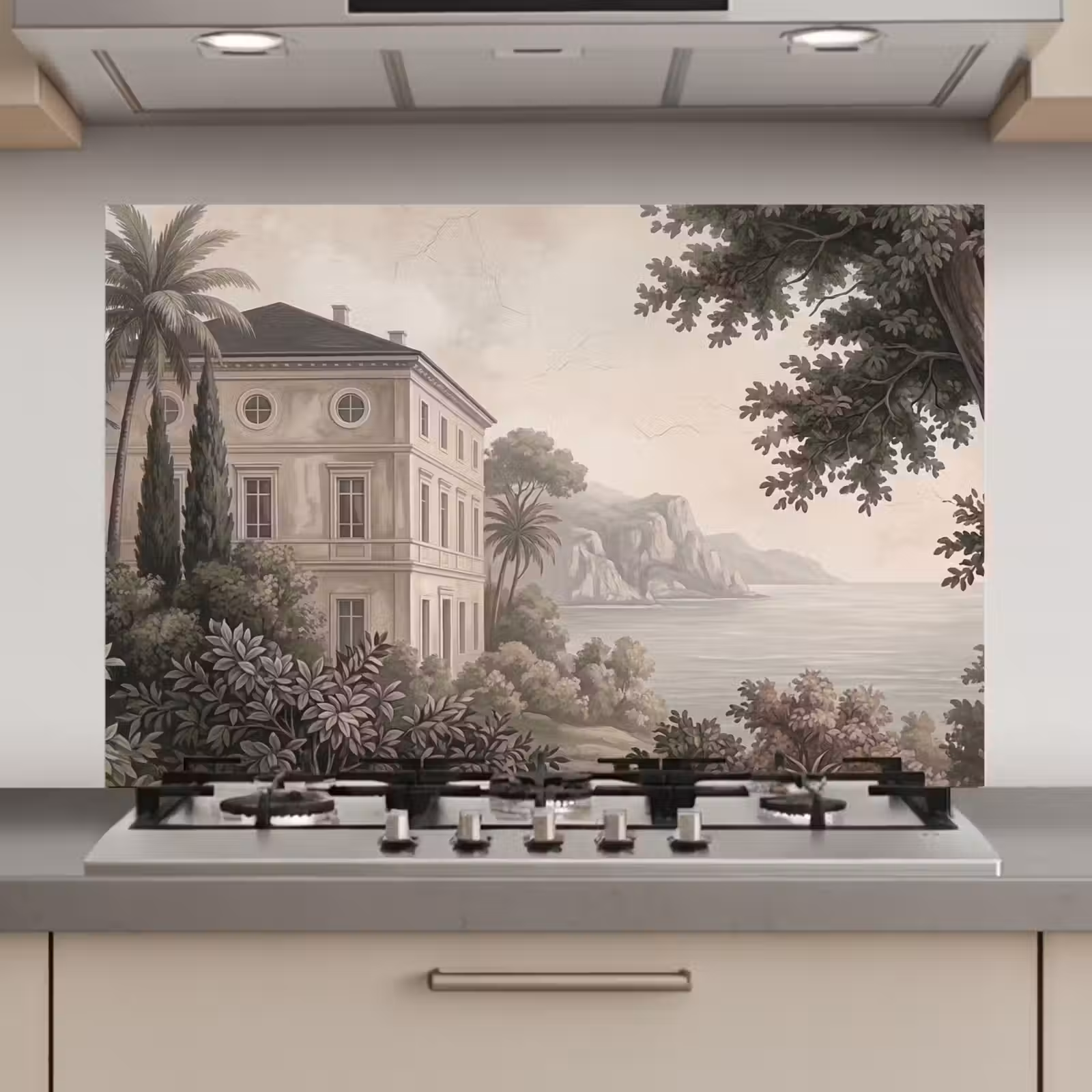 Spatscherm keuken - Zee - Villa - Beige — 1