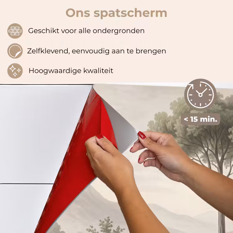 Spatscherm keuken - Bomen - Meer - Bergen - Illustratie — 4