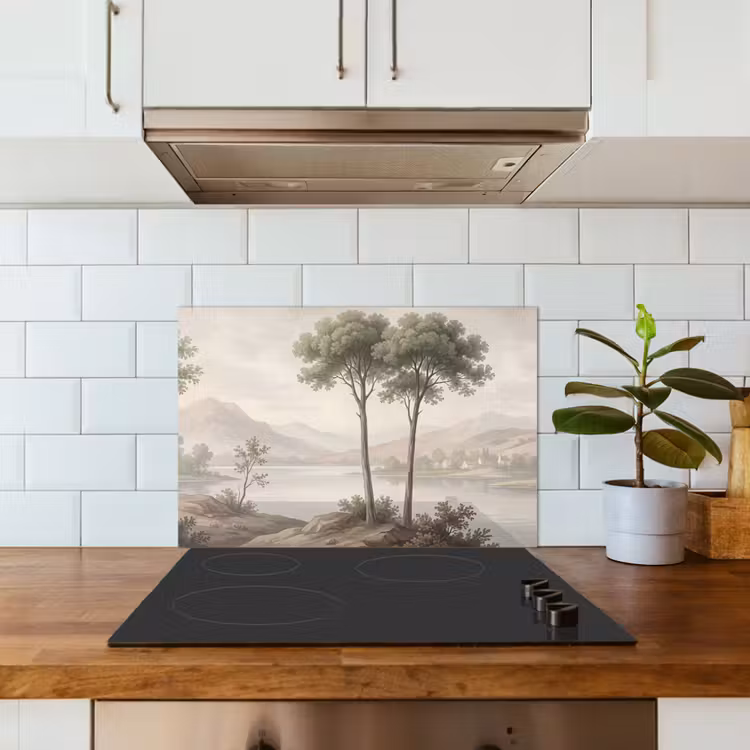 Spatscherm keuken - Bomen - Meer - Bergen - Illustratie — 6