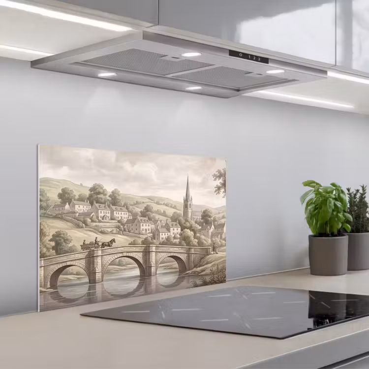 Spatscherm keuken - Dorp - Brug - Uitzicht - Groen — 5