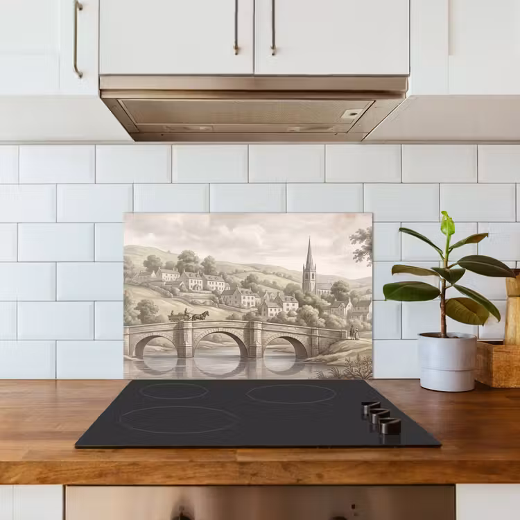 Spatscherm keuken - Dorp - Brug - Uitzicht - Groen — 6