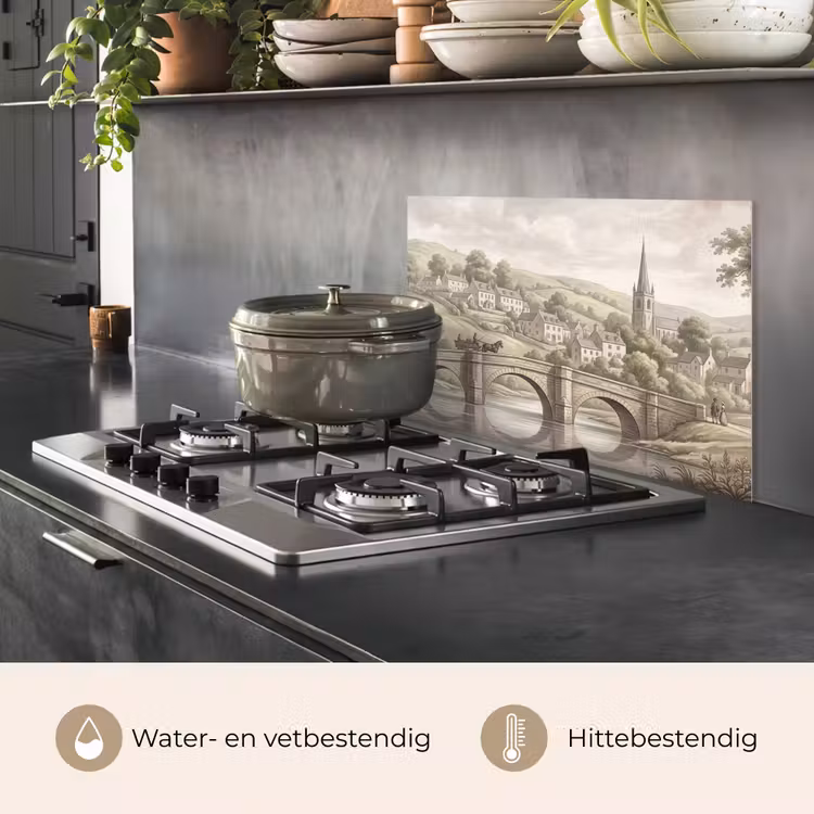 Spatscherm keuken - Dorp - Brug - Uitzicht - Groen — 7