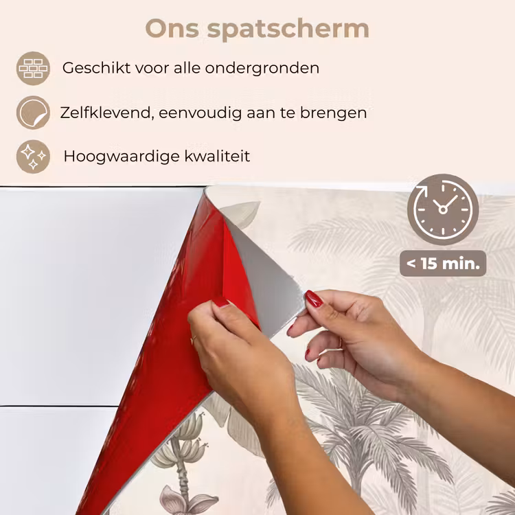 Spatscherm keuken - Jungle - Banenboom - Kolibrie - Beige — 4