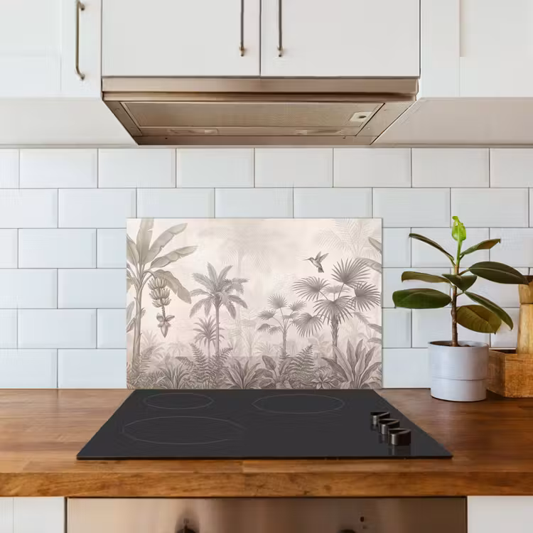 Spatscherm keuken - Jungle - Banenboom - Kolibrie - Beige — 6