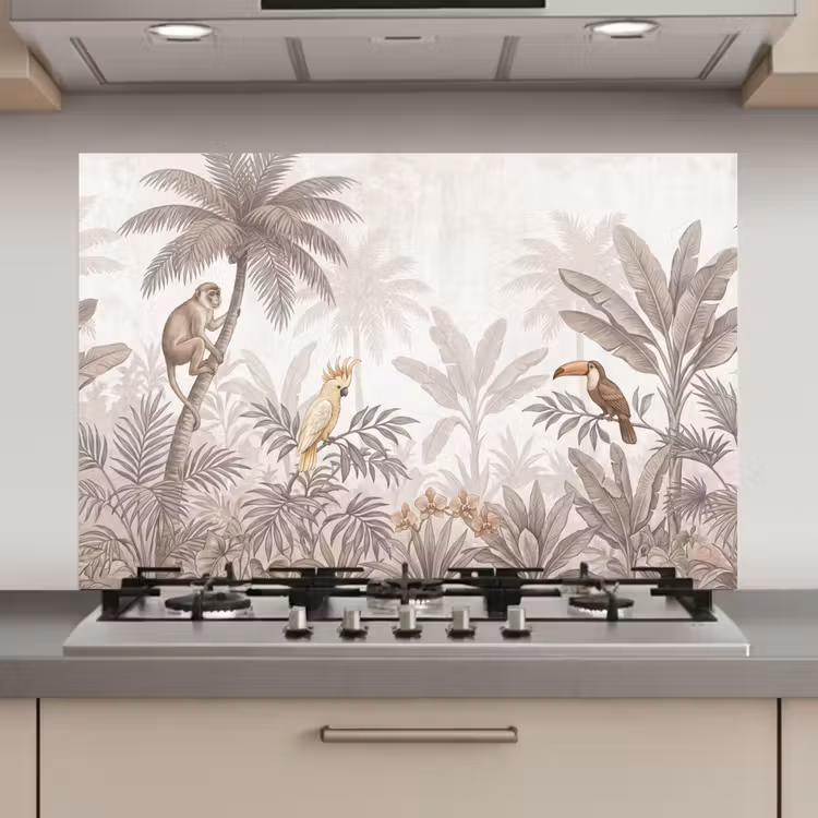Spatscherm keuken - Jungle - Dieren - Palmbomen — 1