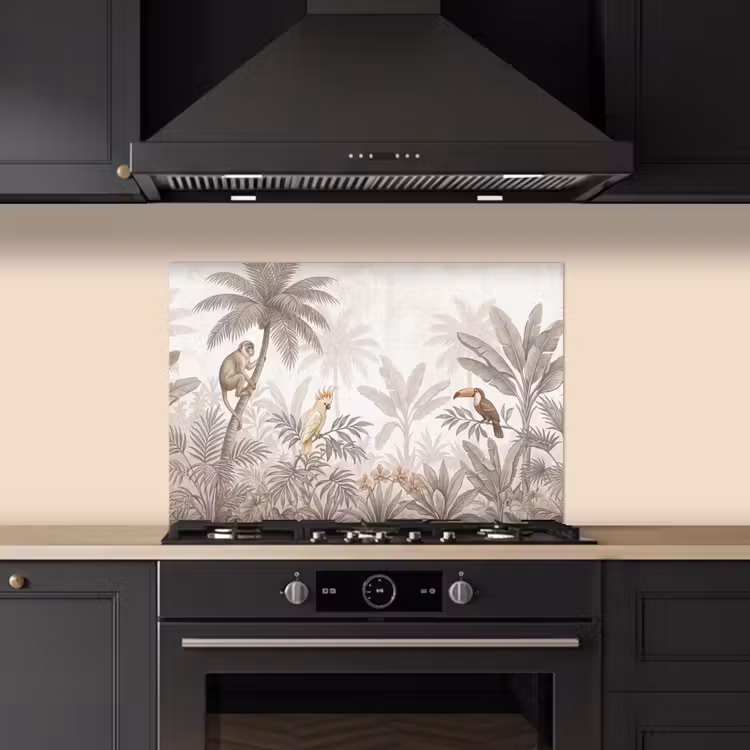 Spatscherm keuken - Jungle - Dieren - Palmbomen — 2