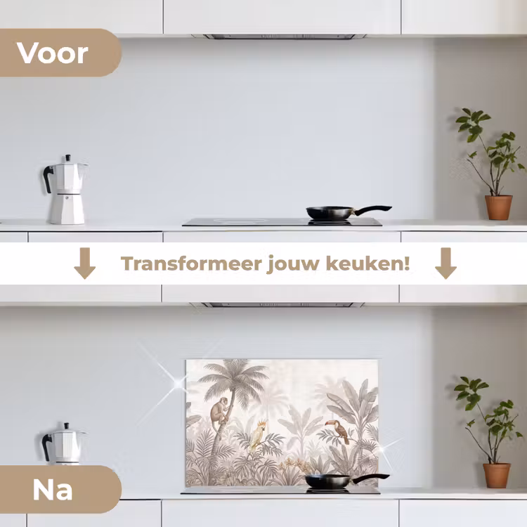 Spatscherm keuken - Jungle - Dieren - Palmbomen — 3