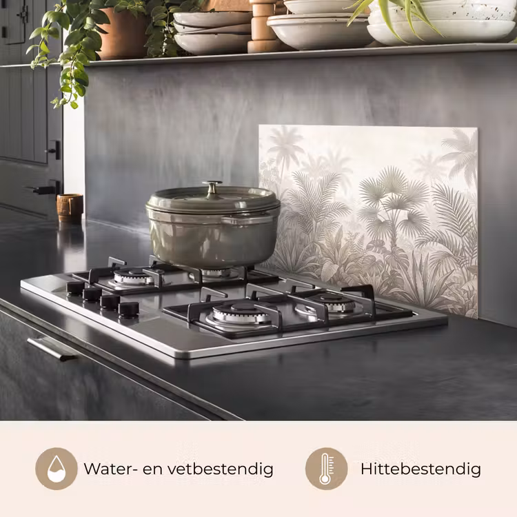 Spatscherm keuken - Jungle - Tropisch - Natuur -Vintage - Beige — 7
