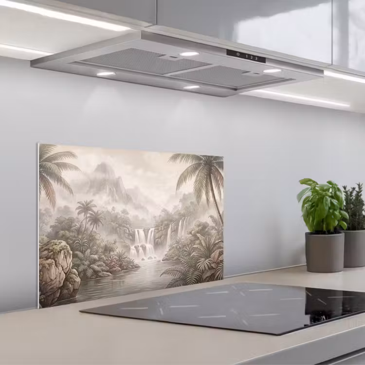 Spatscherm keuken - Jungle - Watervallen - Tropisch - Illustratie — 5