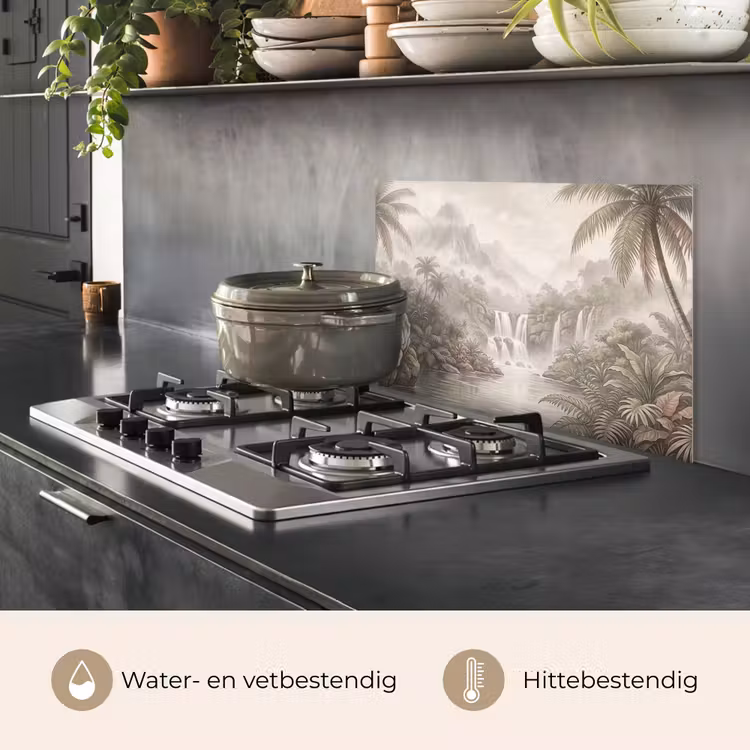 Spatscherm keuken - Jungle - Watervallen - Tropisch - Illustratie — 7