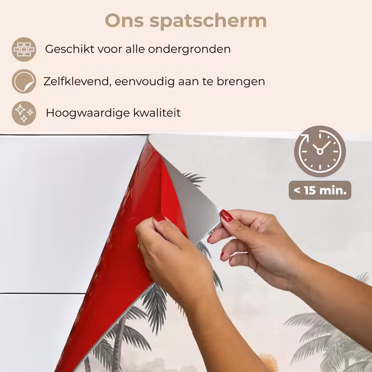 Spatscherm keuken - Kraanvogels - Palmbomen - Tropisch — 4