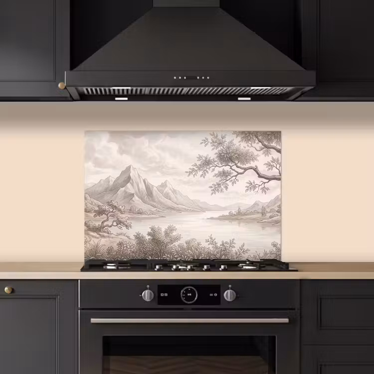 Spatscherm keuken - Landschap - Bergen - Meer - Natuur — 2