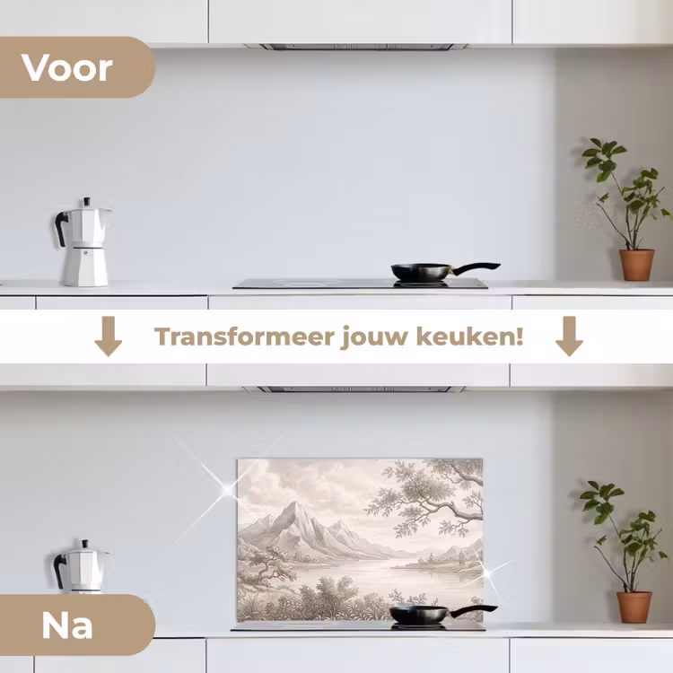 Spatscherm keuken - Landschap - Bergen - Meer - Natuur — 3