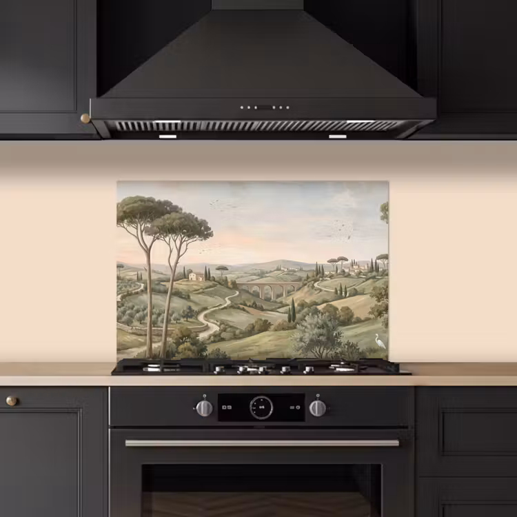 Spatscherm keuken - Landschap - Heuvels - Zandpad - Groen — 2