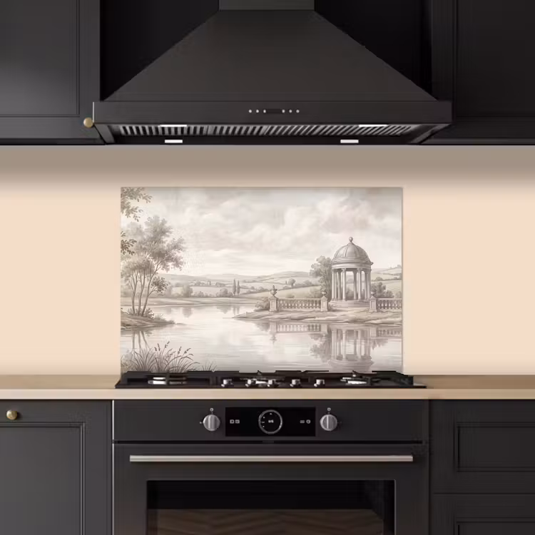 Spatscherm keuken - Landschap - Water - Natuur - Sepia — 2
