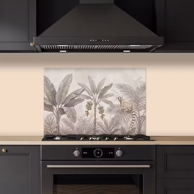 Spatscherm keuken - Natuur - Jungle - Ringstaartmaki - Bruin — 2