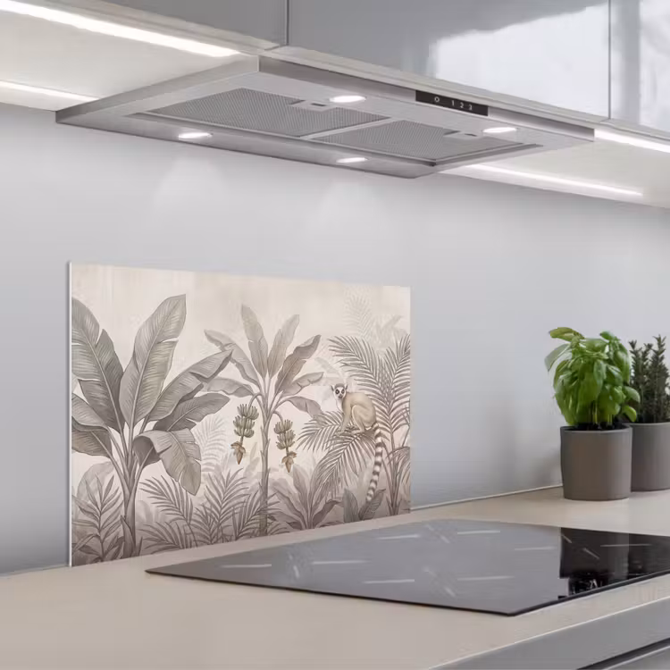 Spatscherm keuken - Natuur - Jungle - Ringstaartmaki - Bruin — 5