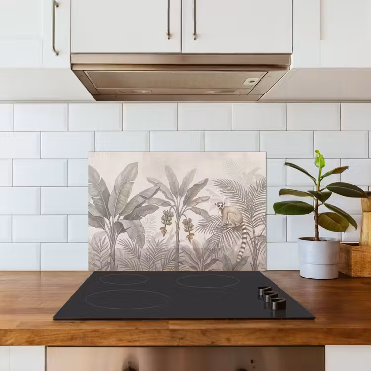 Spatscherm keuken - Natuur - Jungle - Ringstaartmaki - Bruin — 6