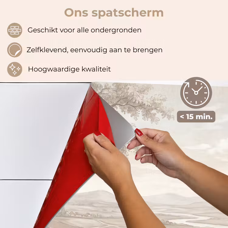 Spatscherm keuken - Rivierlandschap - Bergen - Natuur - Vintage - Beige — 4