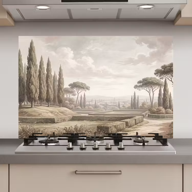 Spatscherm keuken - Vallei - Tuin - Natuur - Groen — 1