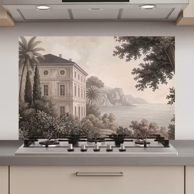 Spatscherm keuken - Zee - Villa - Beige — 1
