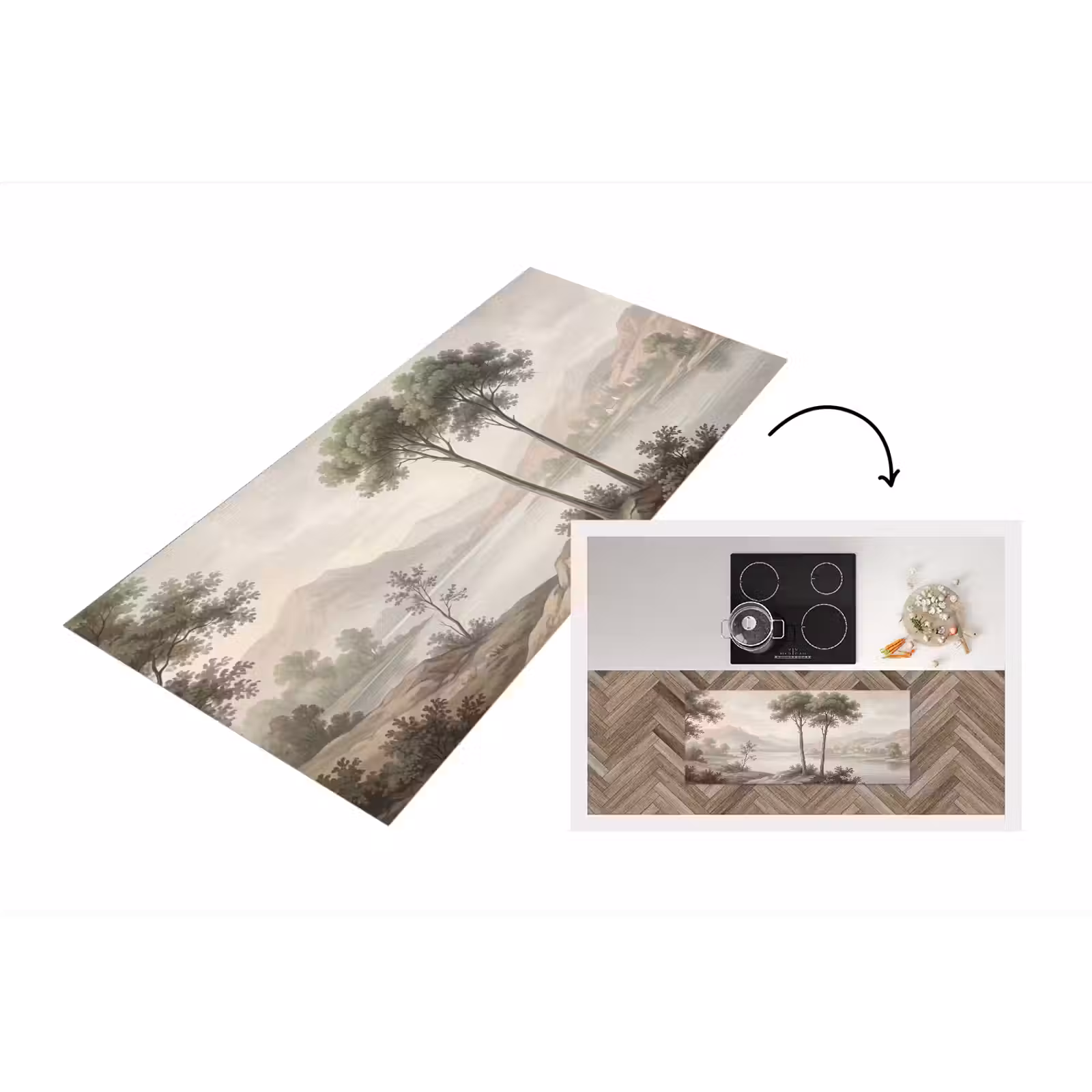 Keukenloper - Bomen - Meer - Bergen - Illustratie — 1
