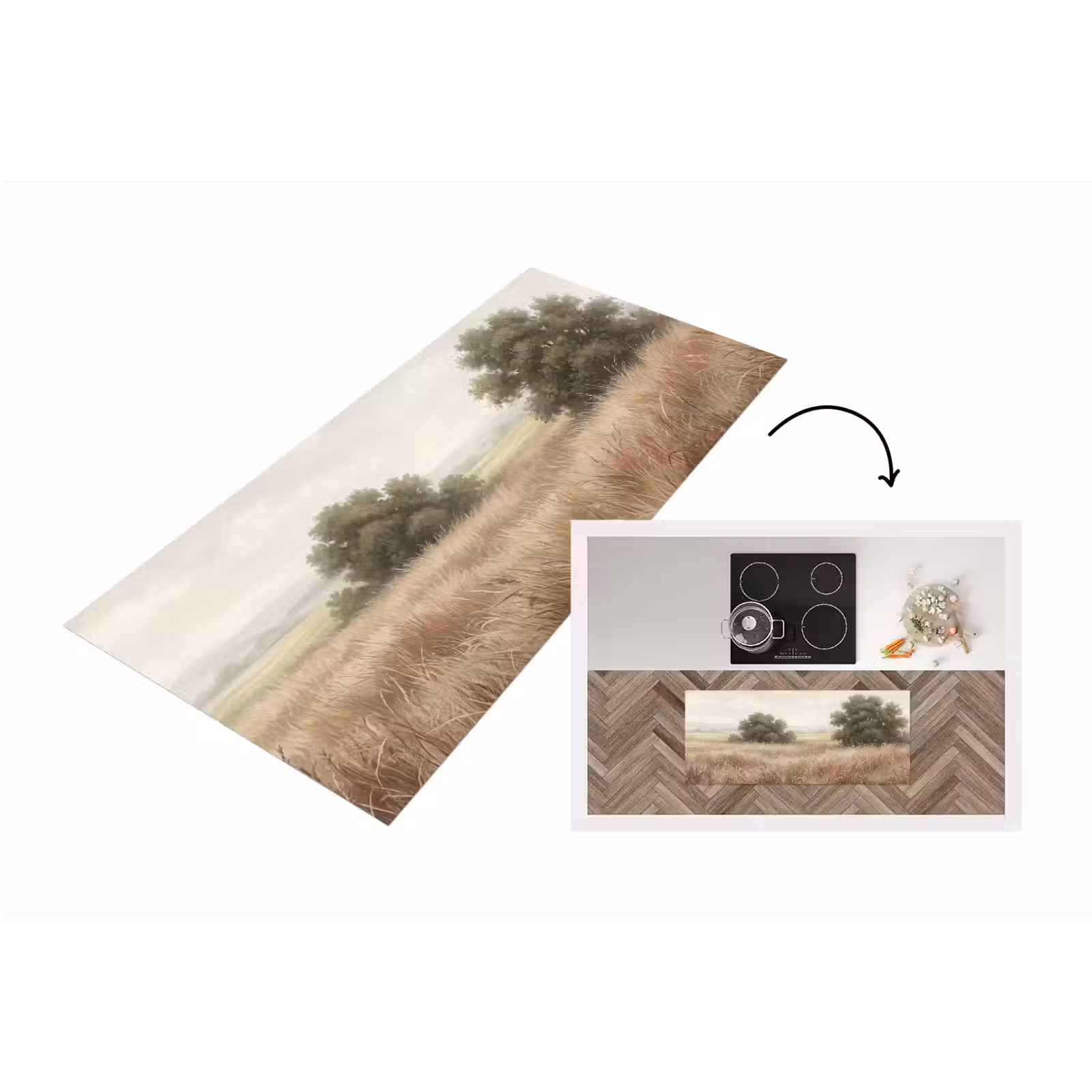 Keukenloper - Landschap - Minimalistisch - Beige — 1
