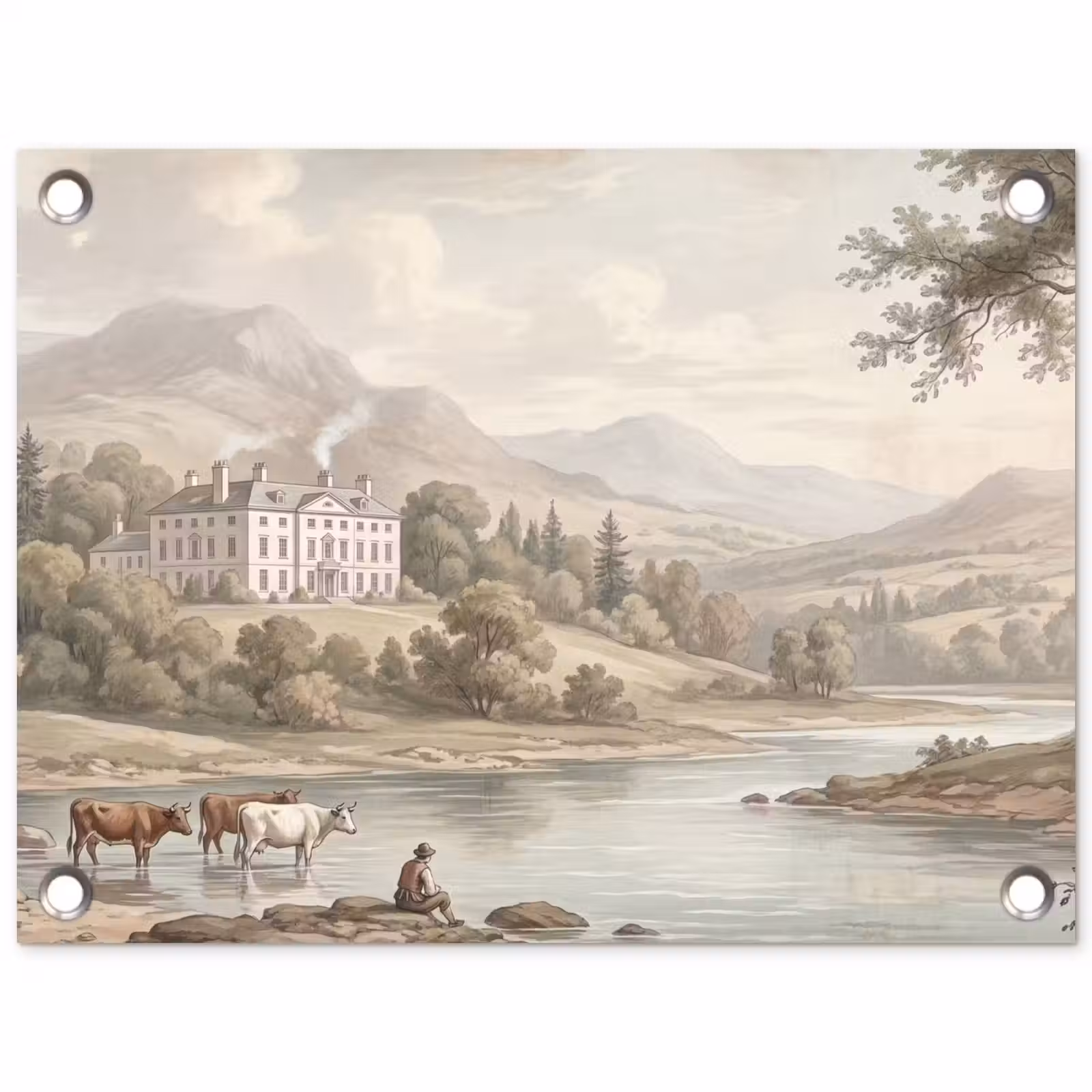 Tuinposter - Landhuis - Rivier - Vee — 1