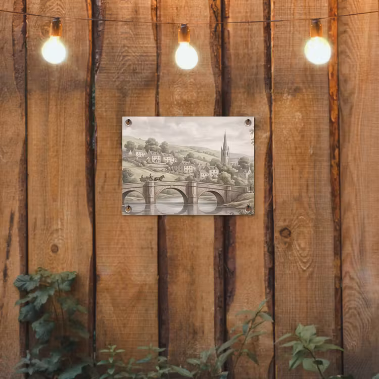 Tuinposter - Dorp - Brug - Uitzicht - Groen — 2