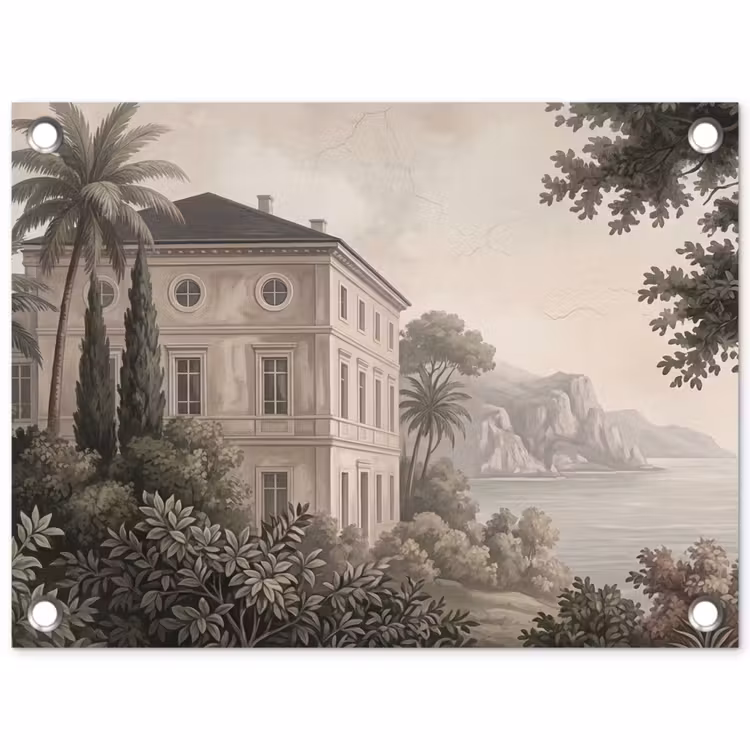 Tuinposter - Zee - Villa - Beige — 1