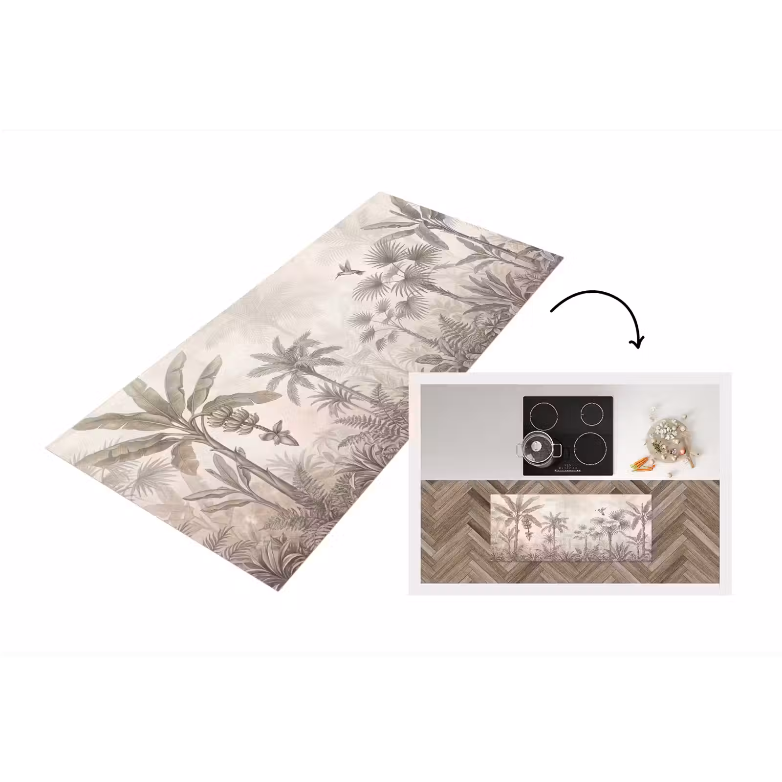 Keukenloper - Jungle - Banenboom - Kolibrie - Beige — 1