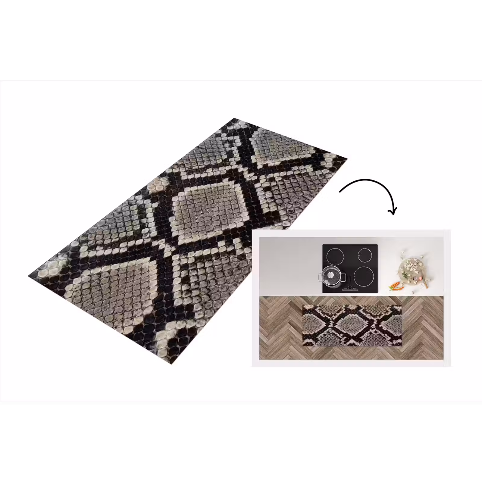 Keukenloper - Slangenleer - Patroon - Beige — 1