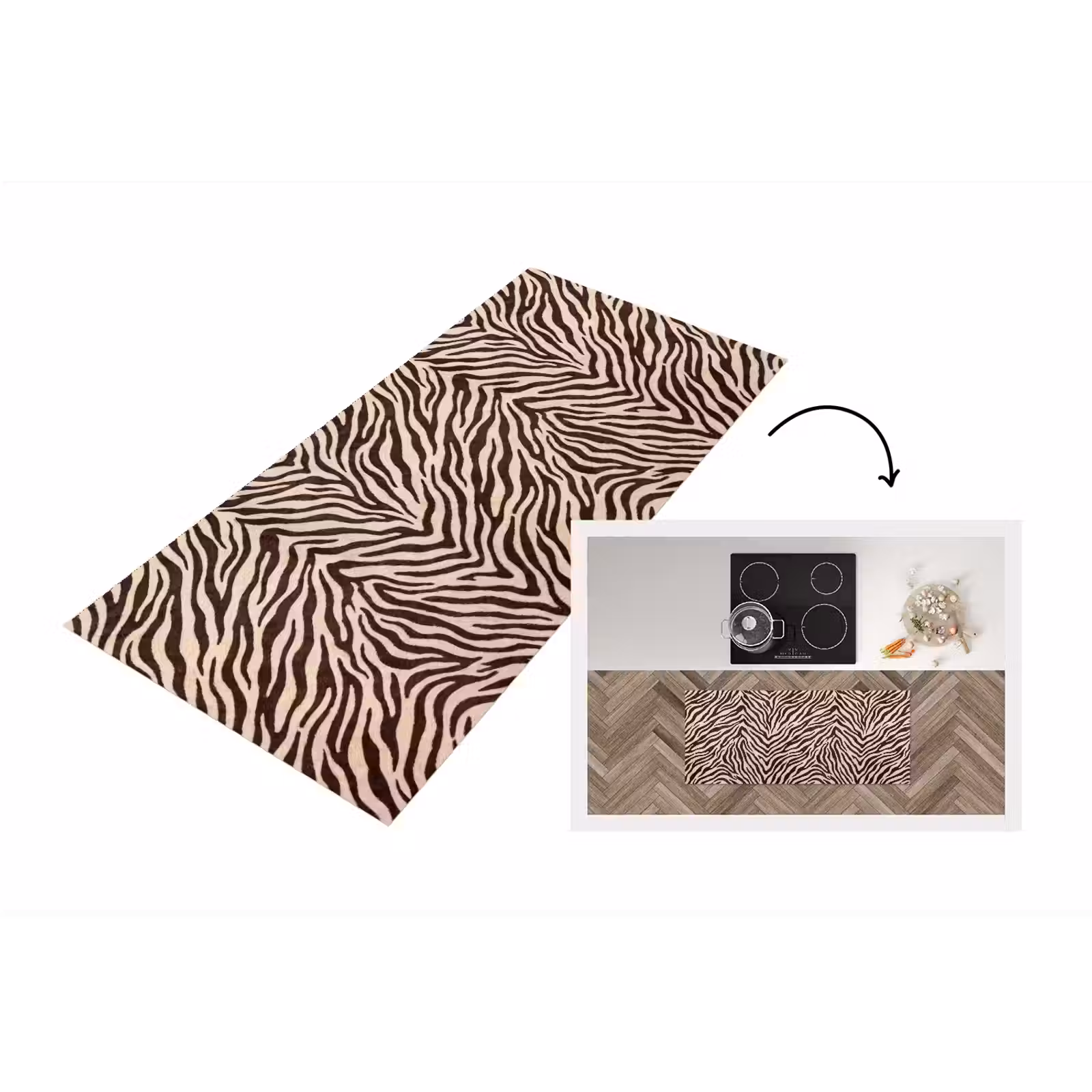 Keukenloper - Zebra - Strepen - Bruin — 1