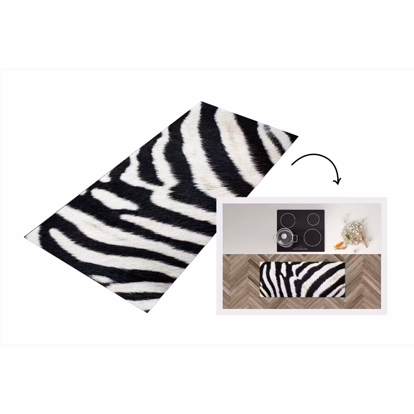 Keukenloper - Zebra - Vacht - Klassiek - Zwart - Wit — 1