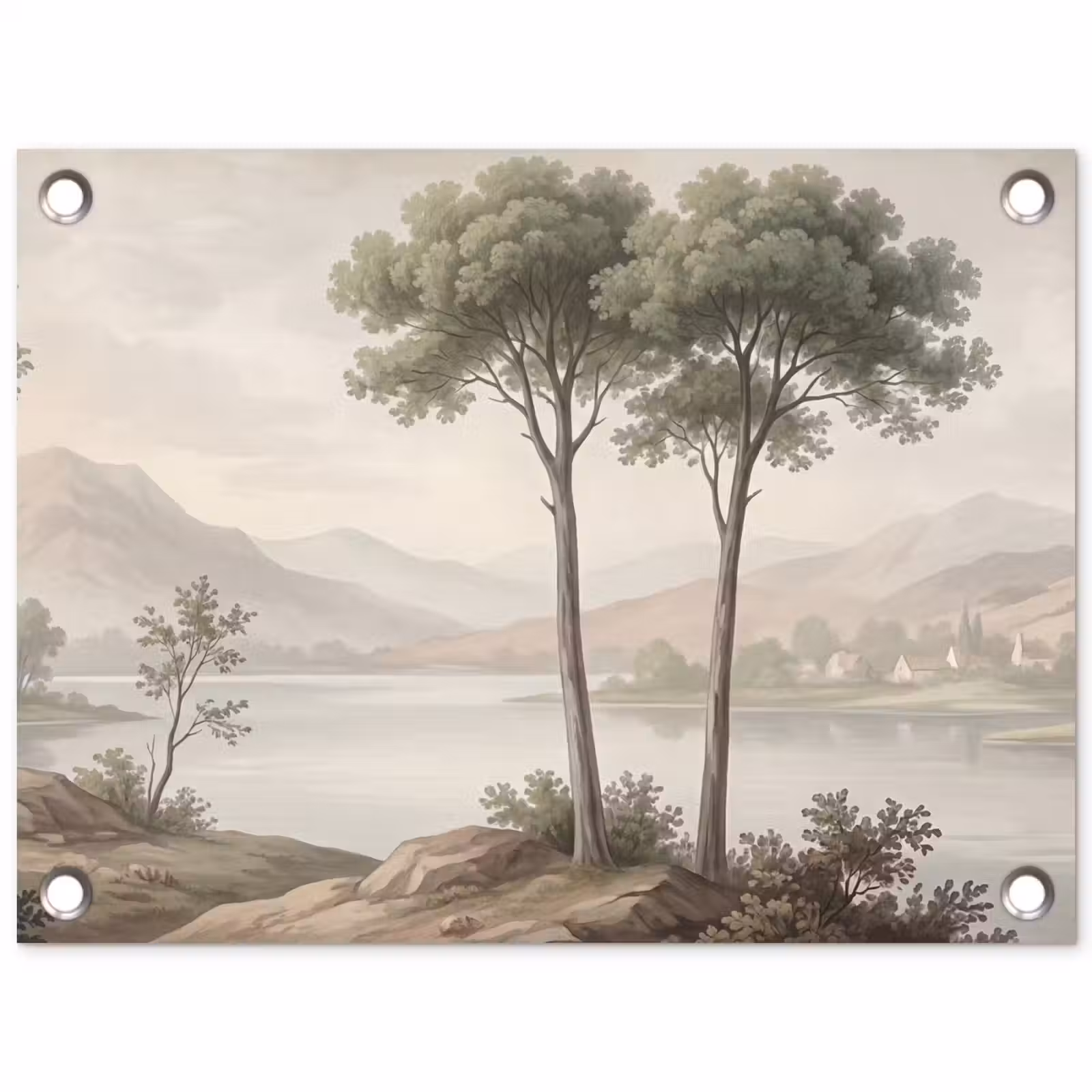 Tuinposter - Bomen - Meer - Bergen - Illustratie — 1