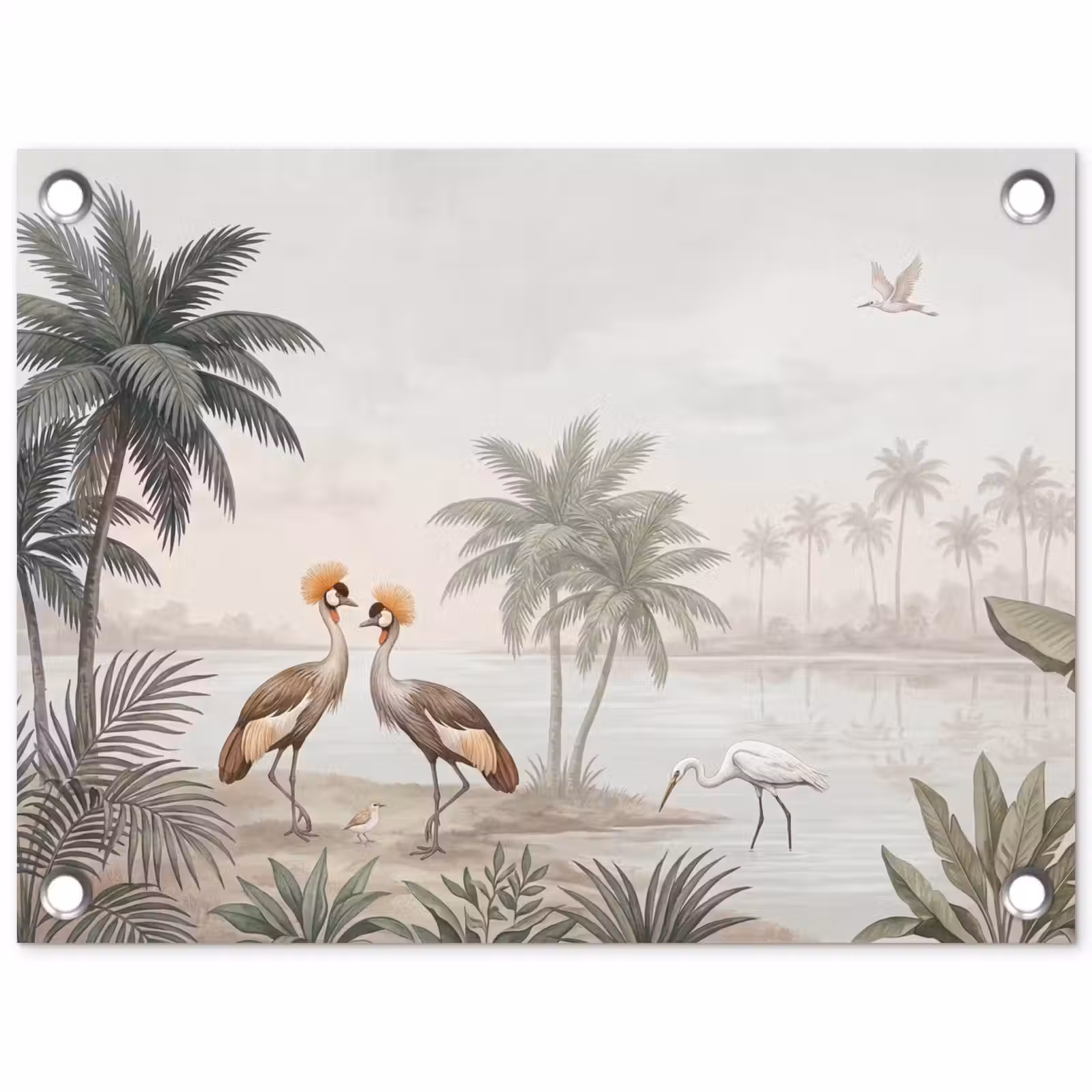 Tuinposter - Kraanvogels - Palmbomen - Tropisch — 1