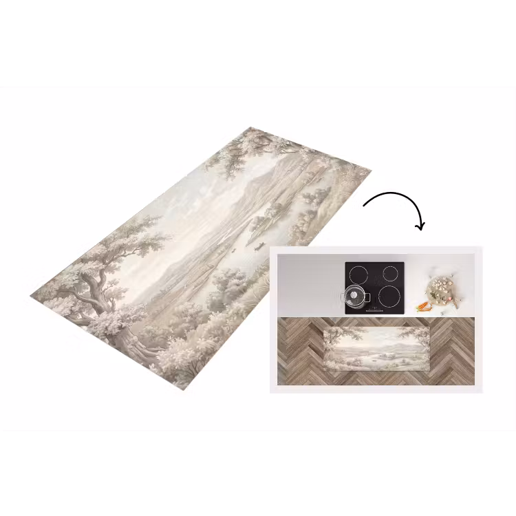 Keukenloper - Rivierlandschap - Bergen - Natuur - Vintage - Beige — 1