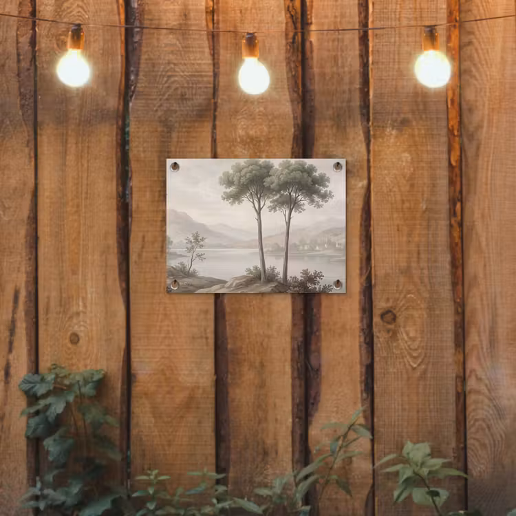 Tuinposter - Bomen - Meer - Bergen - Illustratie — 2