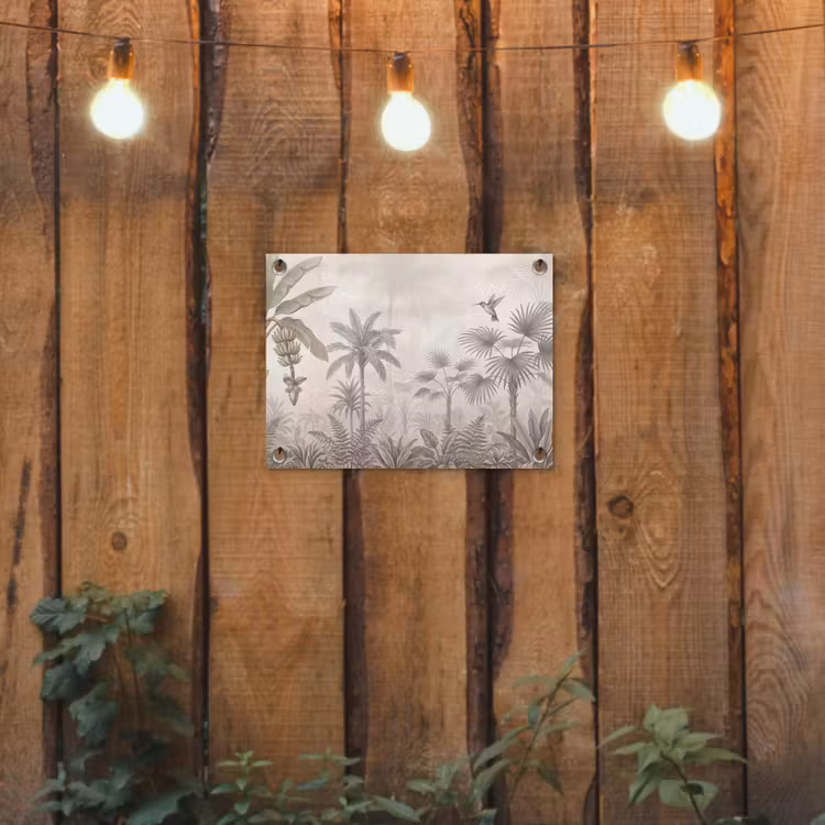 Tuinposter - Jungle - Banenboom - Kolibrie - Beige — 2