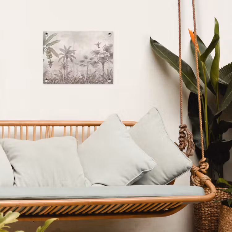 Tuinposter - Jungle - Banenboom - Kolibrie - Beige — 5