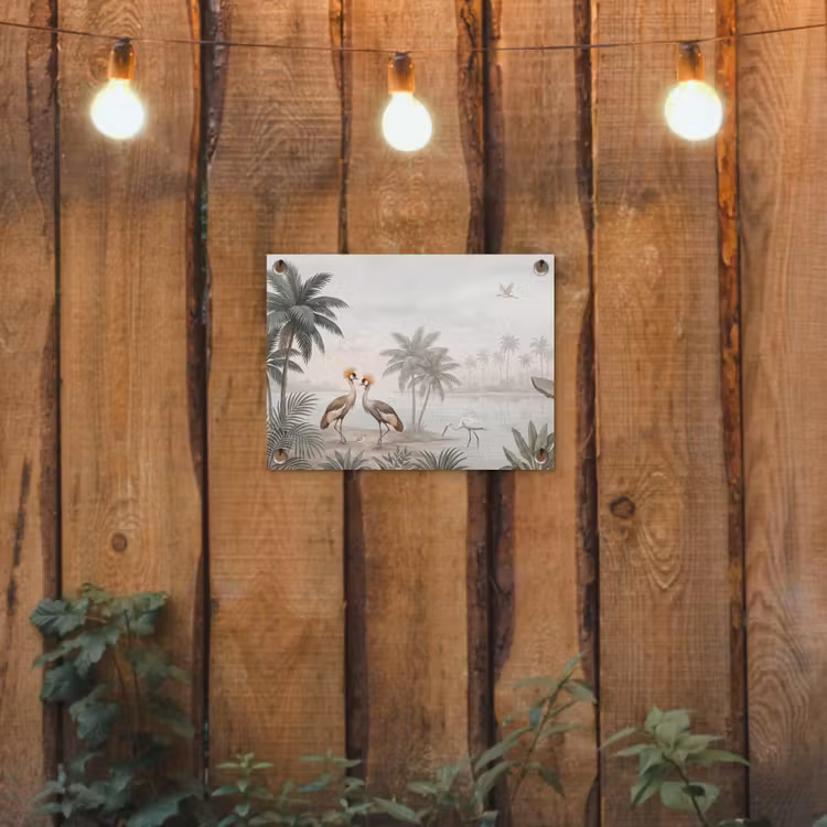 Tuinposter - Kraanvogels - Palmbomen - Tropisch — 2