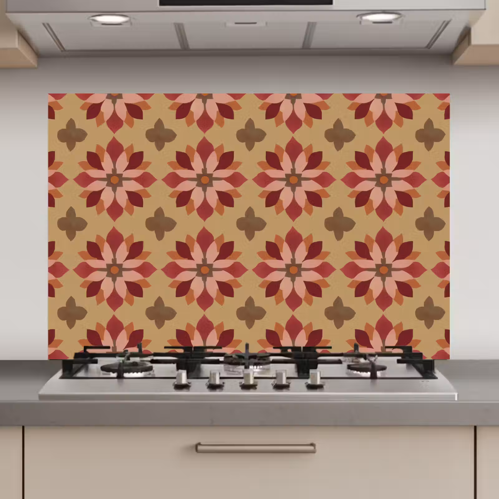 Spatscherm keuken - Bloemen - Retro - Groen — 1