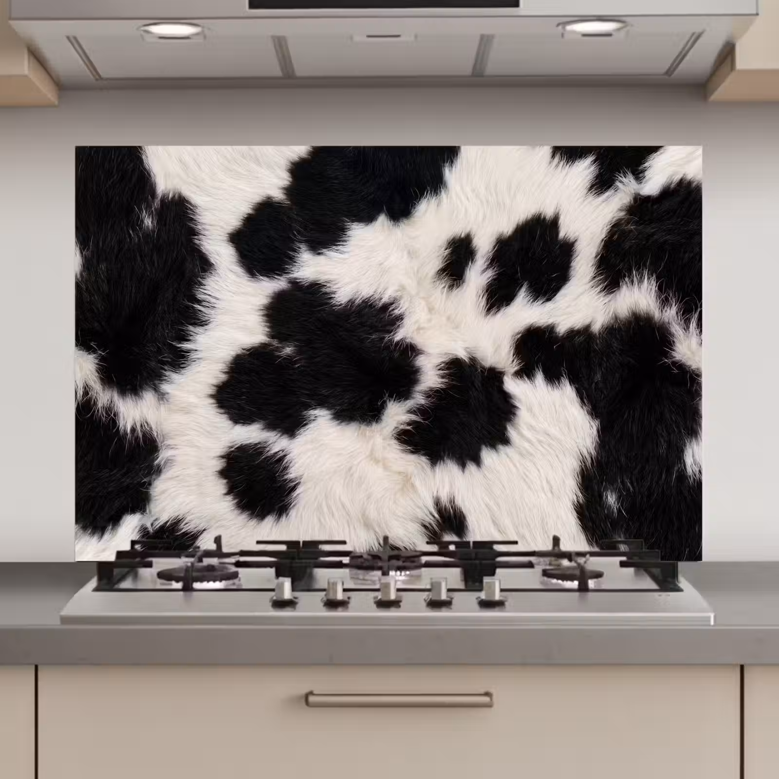 Spatscherm keuken - Bont - Textuur - Zwart - Wit — 1