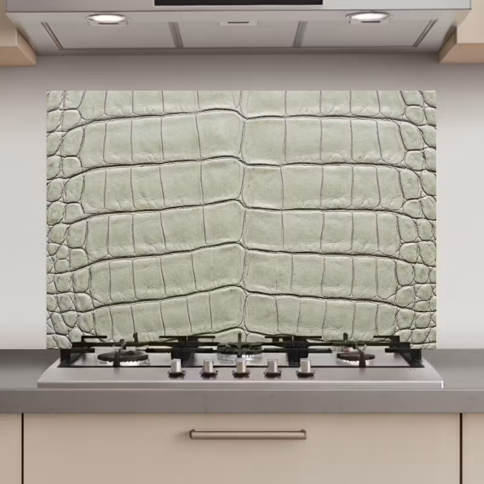 Spatscherm keuken - Krokodillenleer - Schubben - Groen — 1