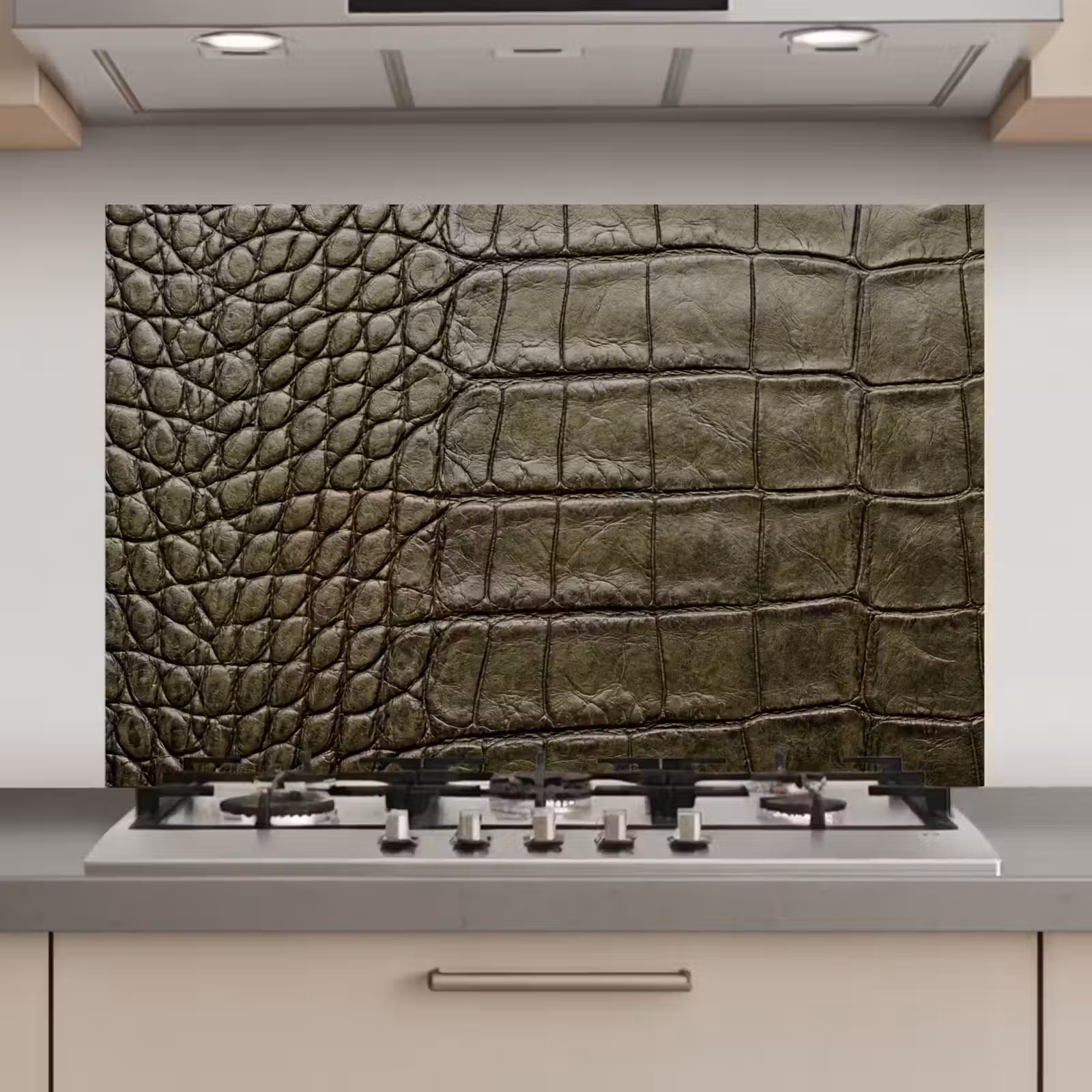 Spatscherm keuken - Krokodillenleer - Structuur - Groen — 1