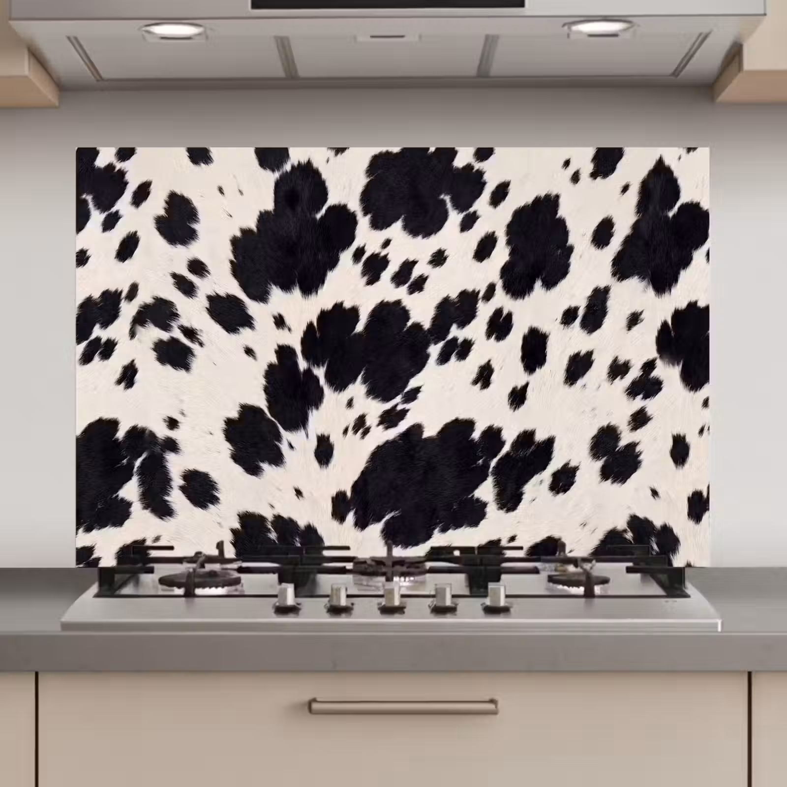 Spatscherm keuken - Patroon - Vacht - Zwart - Wit — 1
