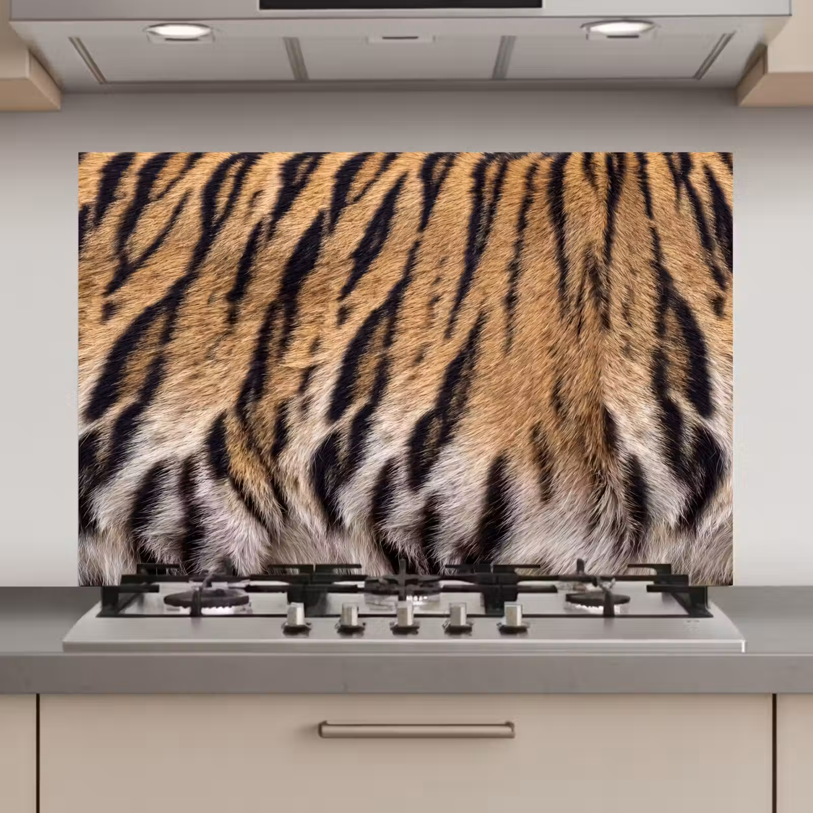 Spatscherm keuken - Tijgervacht - Klassiek - Zwart — 1